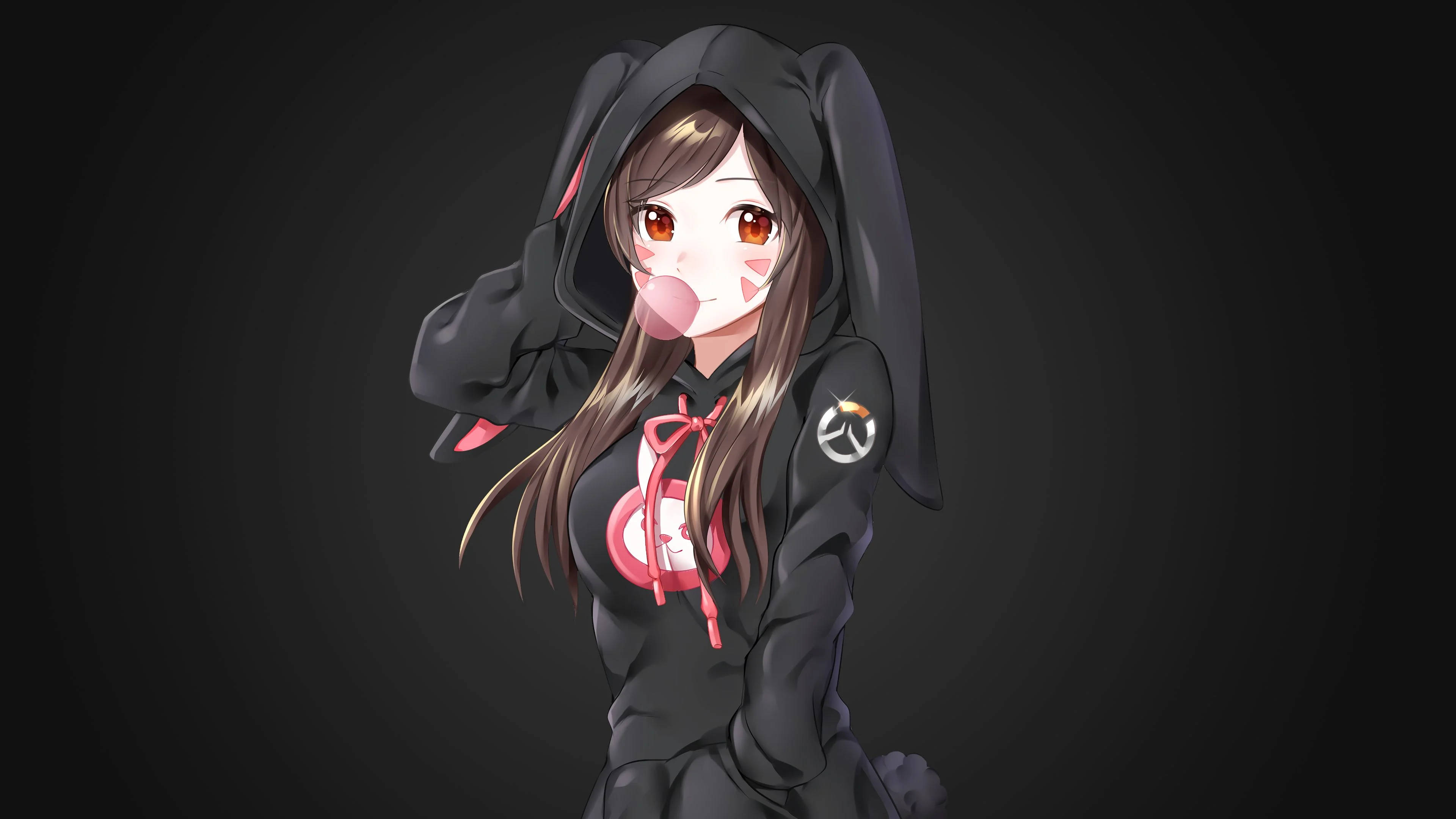 애니메이션 소녀 후드티 D.Va 배경화면
