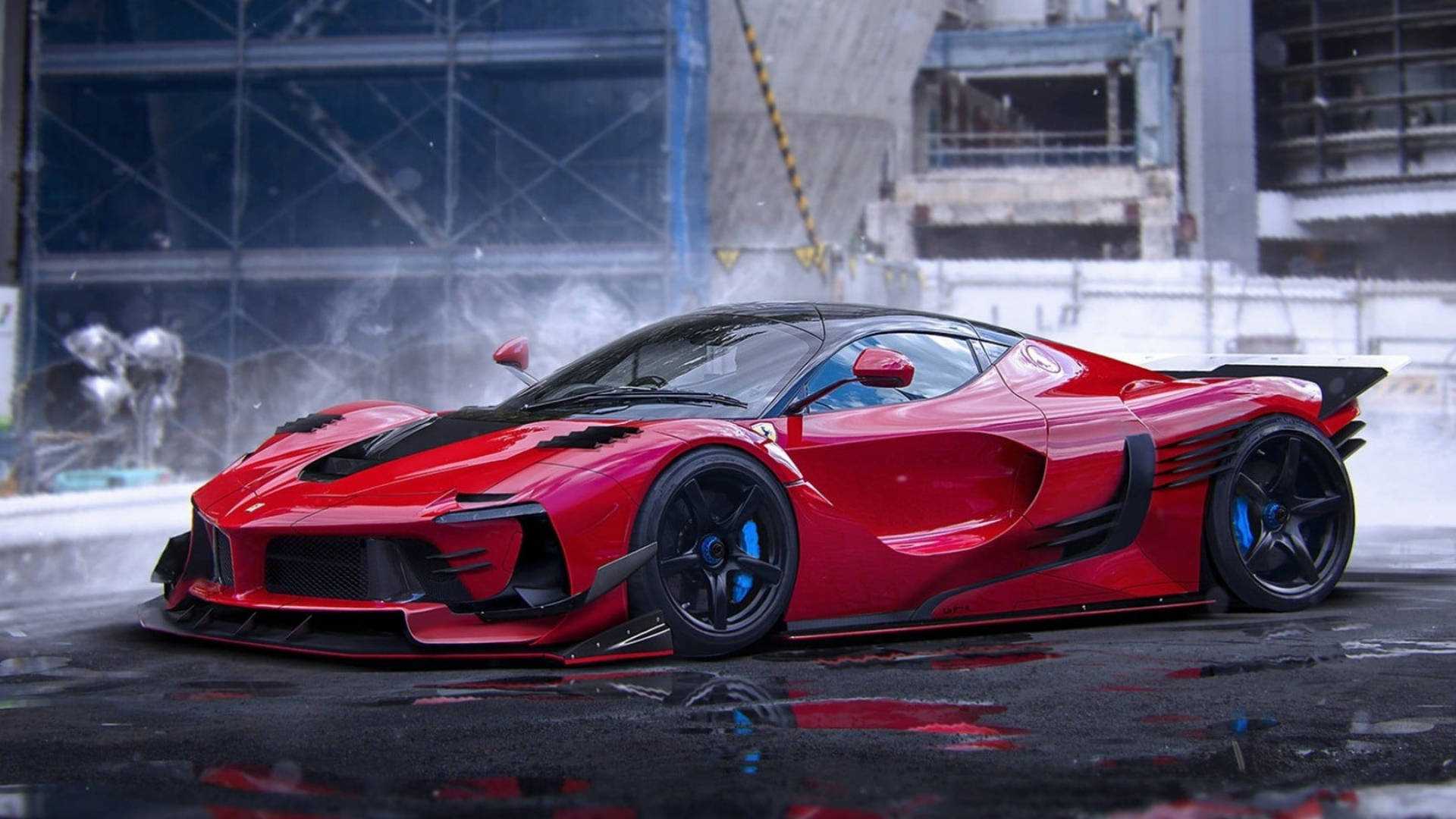 버려진 건물과 Ferrari iPad 배경화면