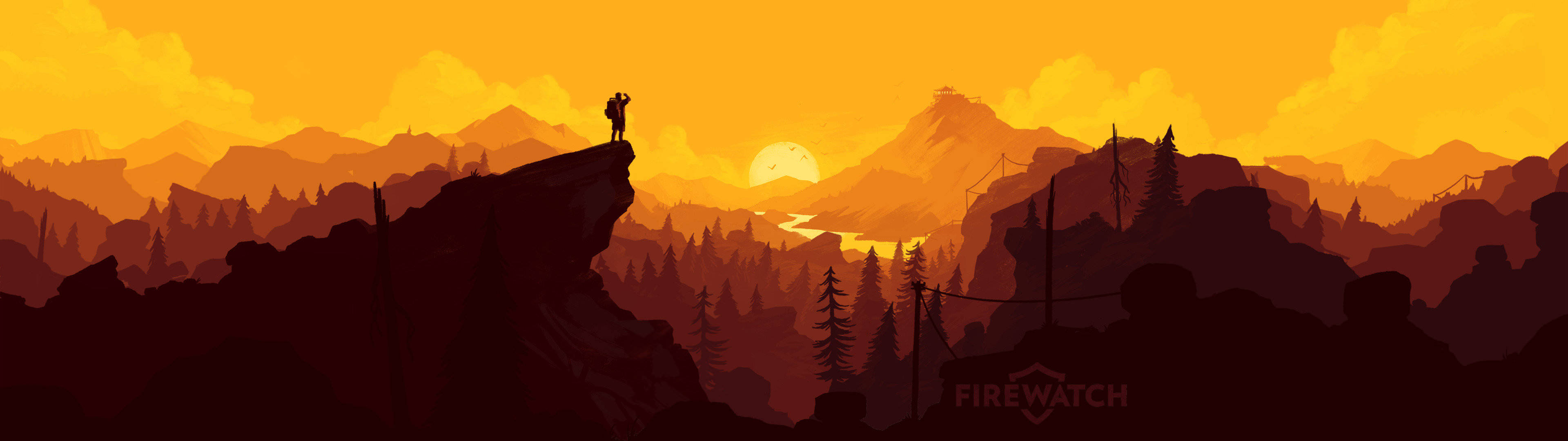 Firewatch 듀얼 스크린의 모험 속으로 빠져보세요. 배경화면