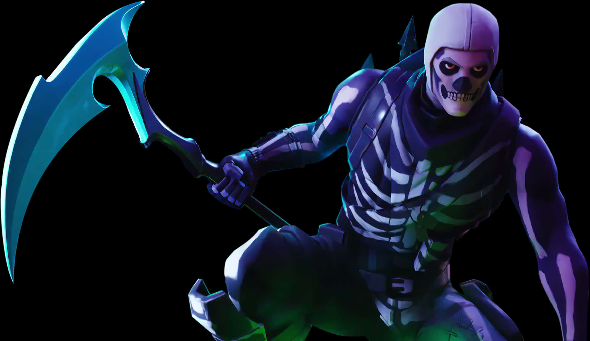 Fortnite Skull Trooper 의상과 낫 배경화면