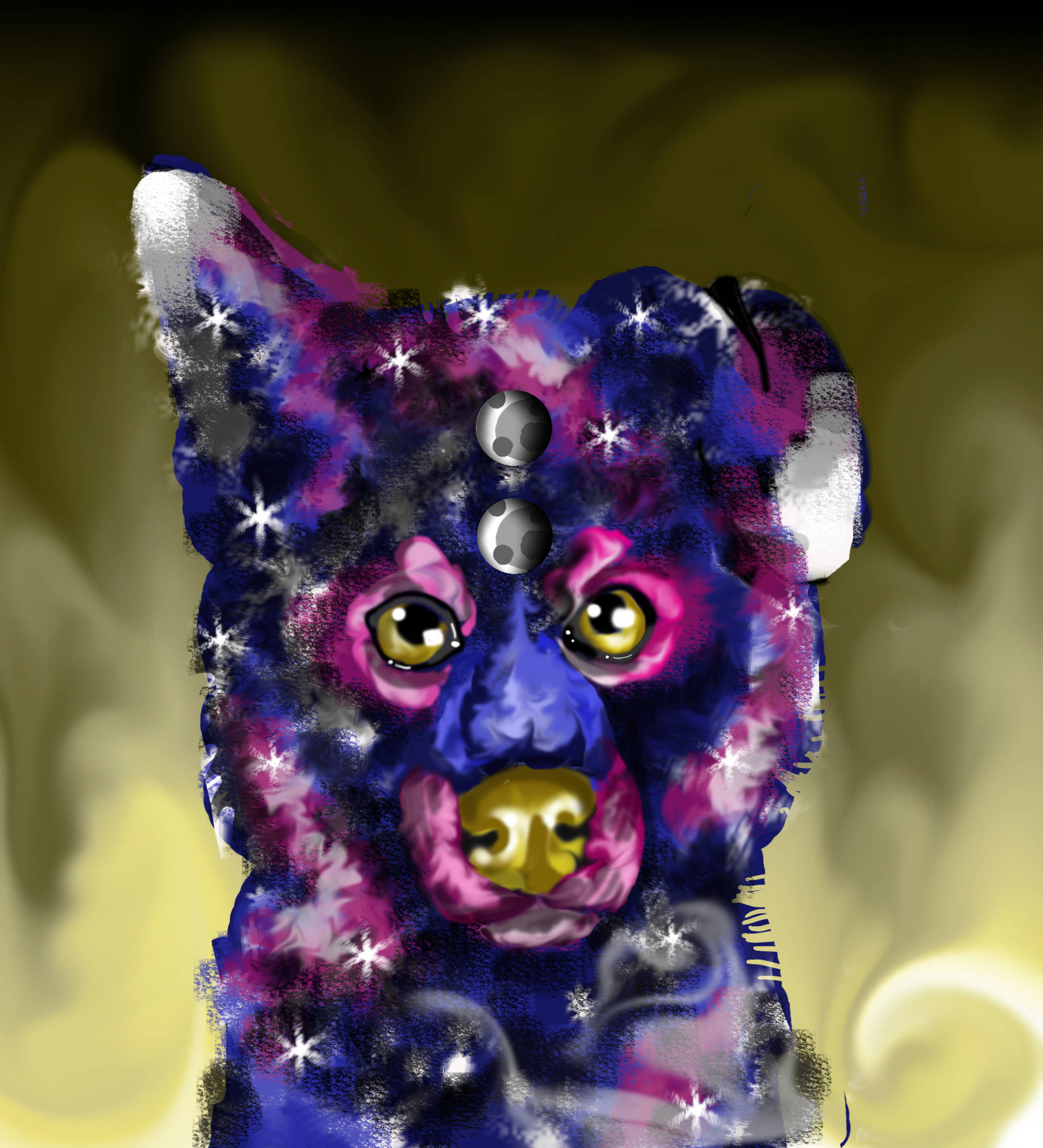 Galaxy Wolf 디지털 페인트 아트 배경화면