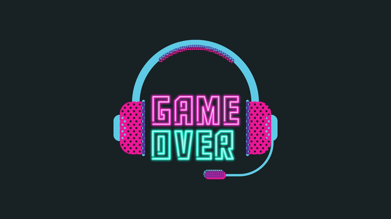 쿨한 "Game Over" 네온 게이밍 데스크탑 배경화면