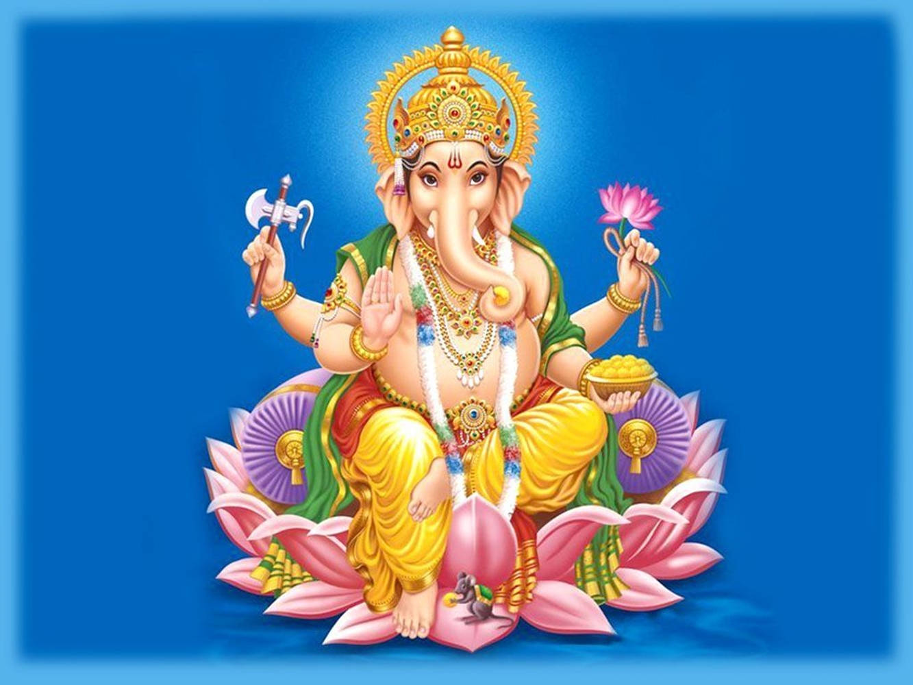 Ganesh 데스크탑 분홍 연꽃 왕좌 그래픽 아트워크 배경화면