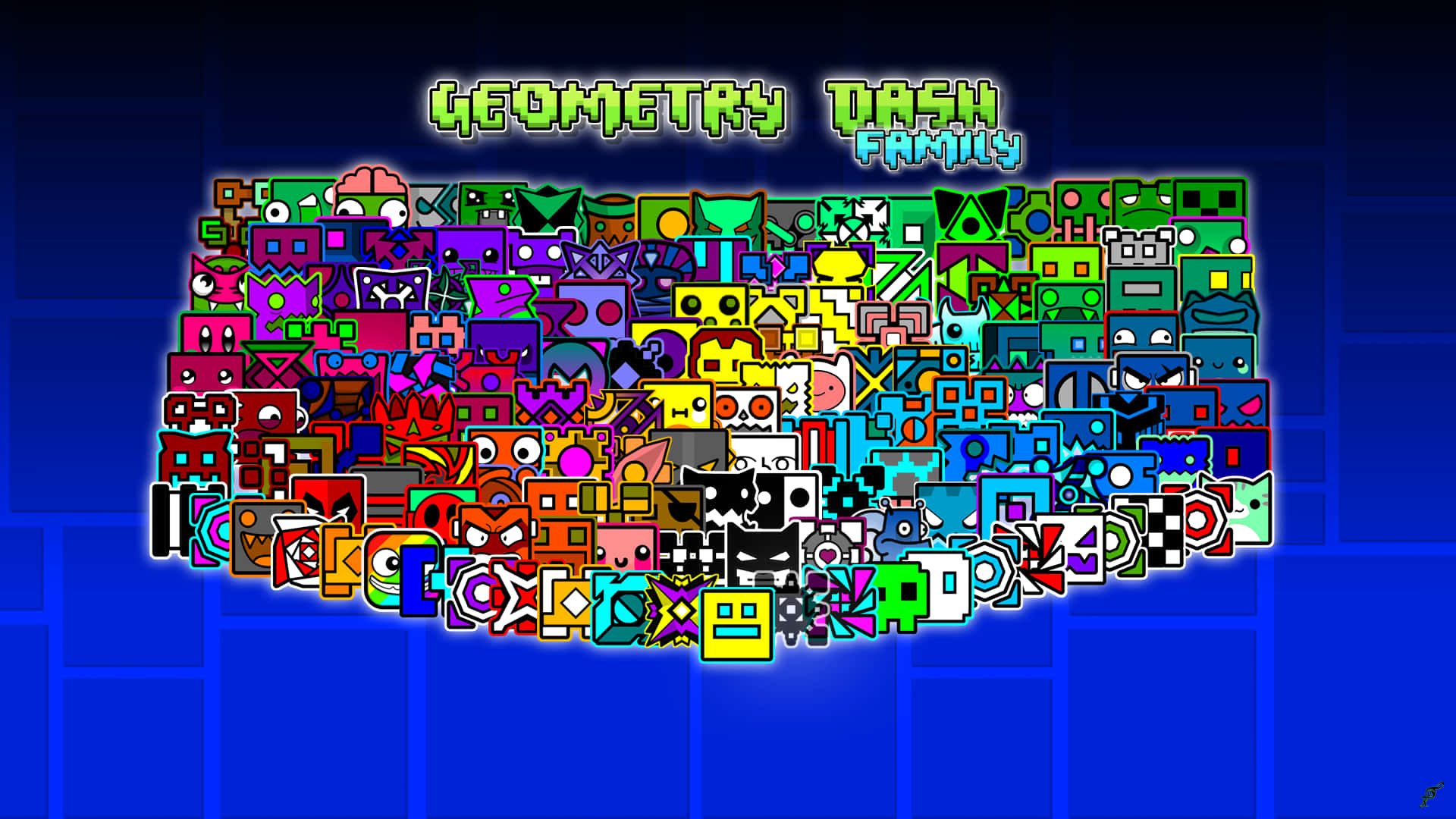 Geometry Dash 캐릭터들이 함께 배경화면