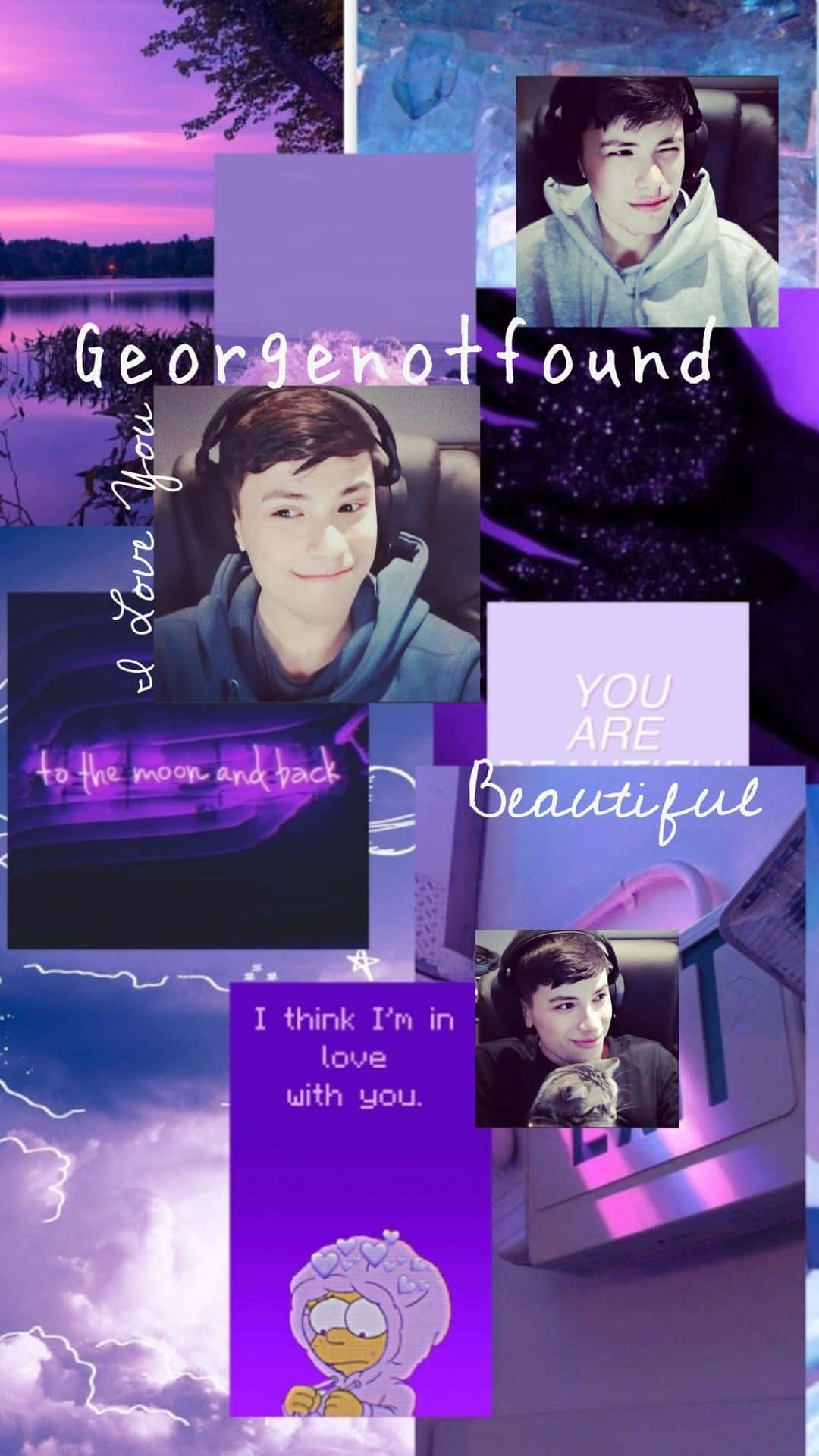 GeorgeNotFound 네온 보라색 포토 콜라주 배경화면