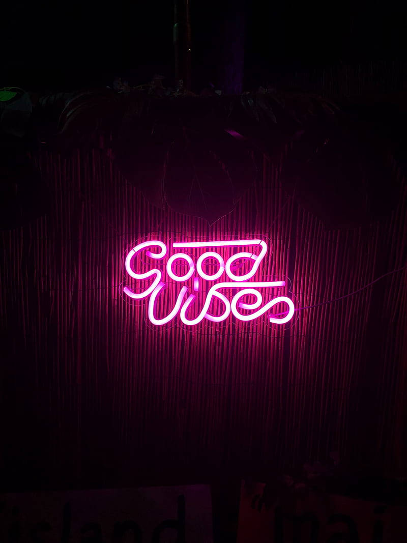 Good Vibes 네온 핑크 감성 배경화면