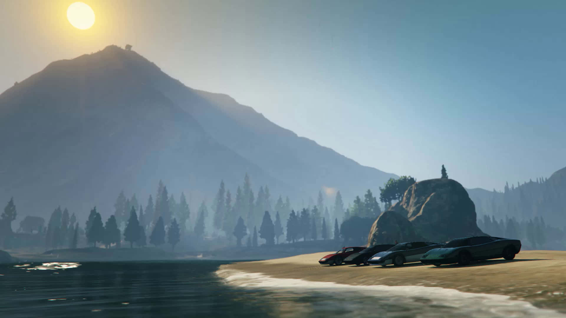 해변의 스포츠카 GTA 배경화면