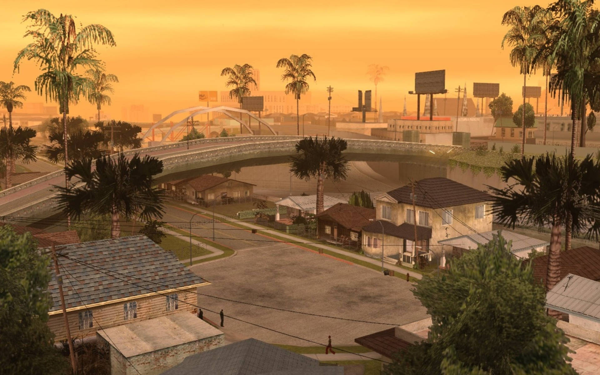 GTA SA 4K 마을 석양 배경화면