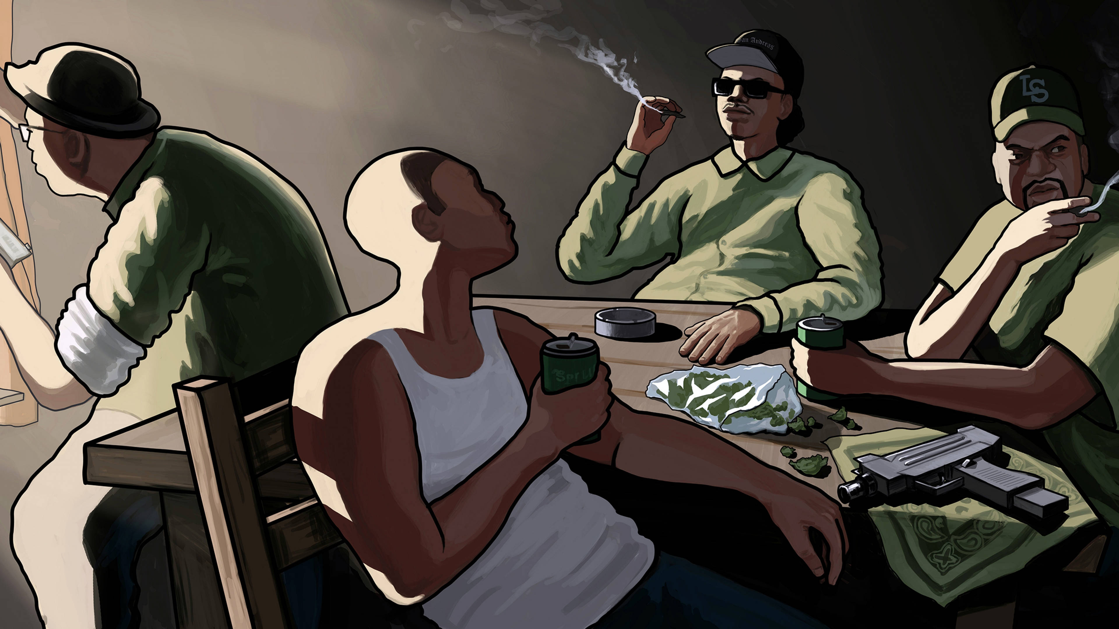 GTA SA 4K 갱단 회의 배경화면