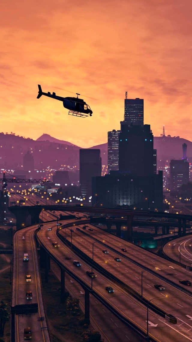 GTA 헬리콥터 로스 산토스 상공 비행 배경화면