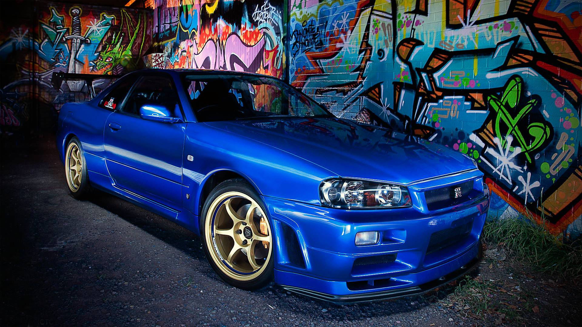 닛산 스카이라인 GTR R34 그라피티 근처 배경화면