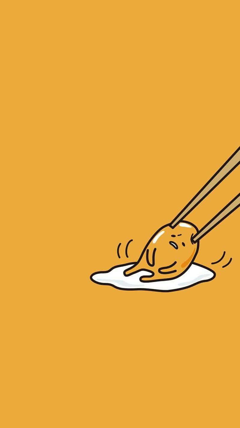 Gudetama가 젓가락에 끌려가는 폰 배경화면