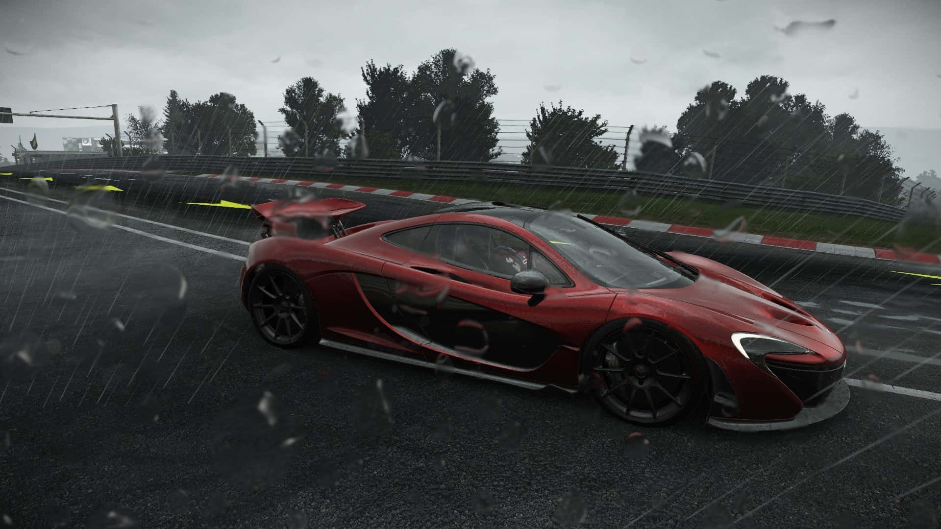 HD Project Cars 빗속 레드 맥라렌 P1 배경화면