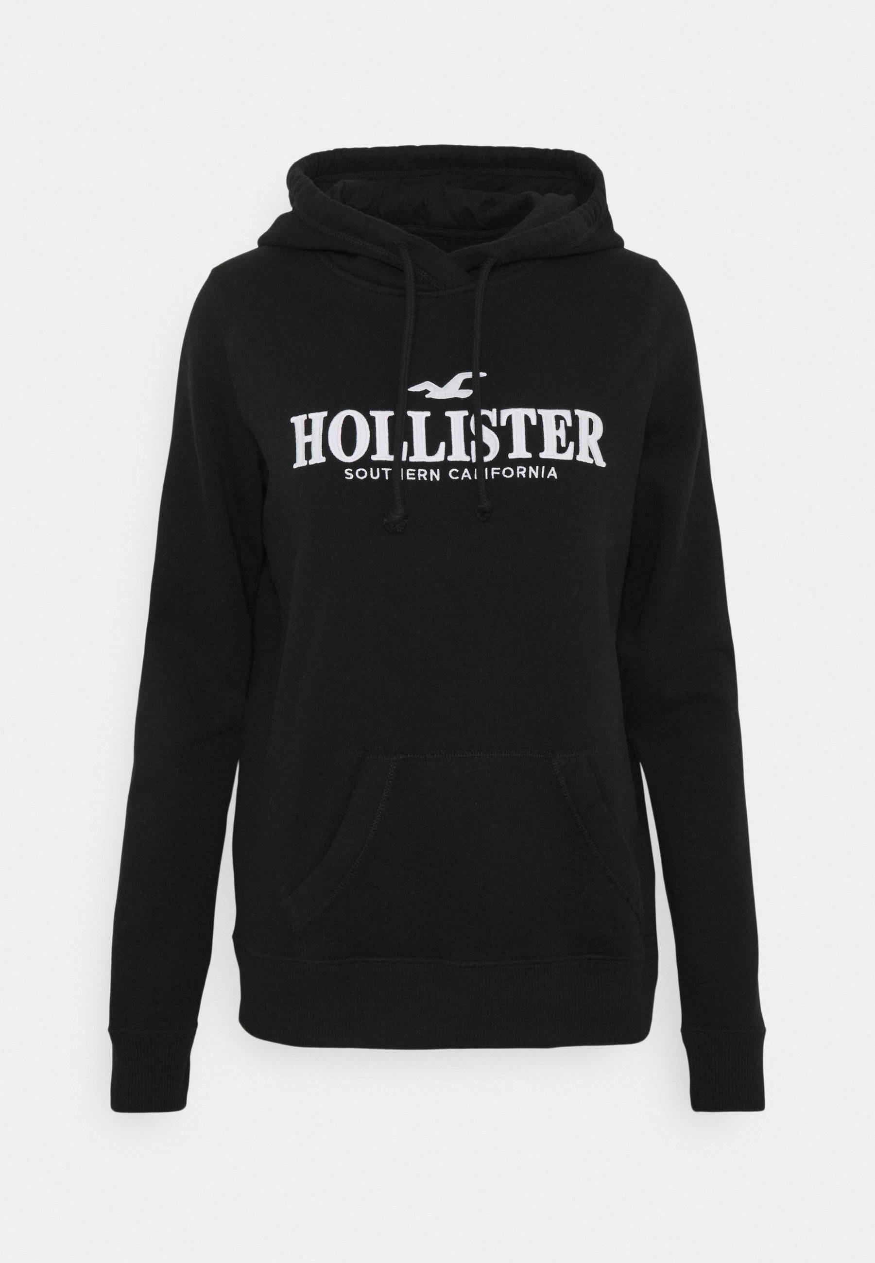 Hollister 검은 후드 재킷으로 스트리트 스타일을 발산하세요 배경화면