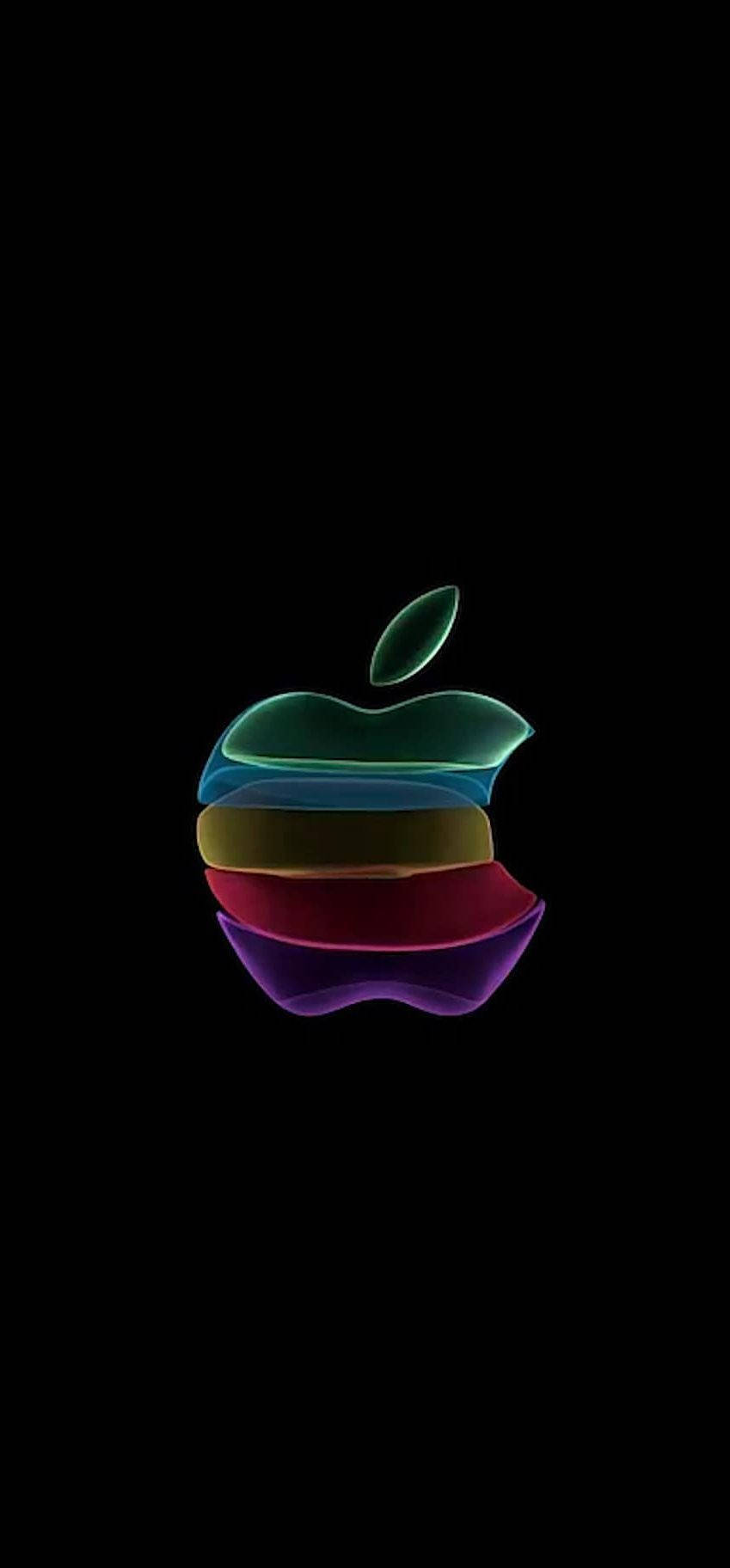 미니멀리스트 무지개 애플 로고 iOS 11 배경화면