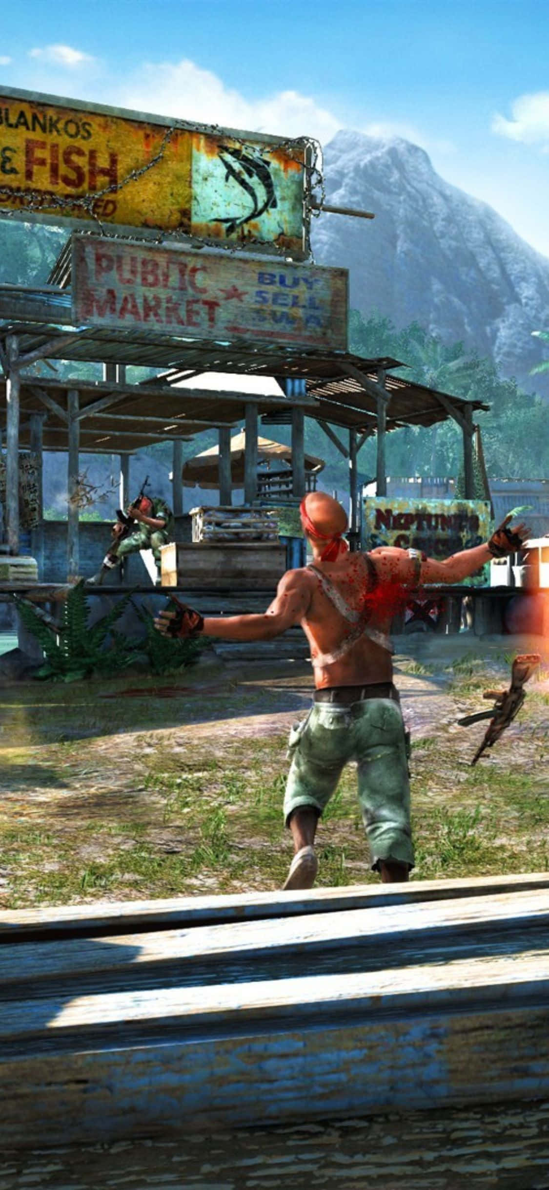 iPhone X Far Cry 3 총에 맞은 남자 배경화면