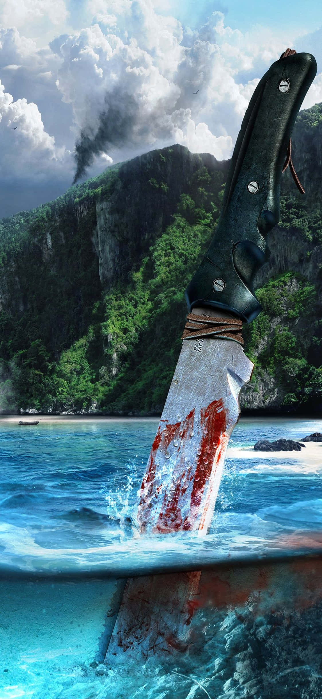 iPhone X Far Cry 3 피 묻은 칼 배경 배경화면