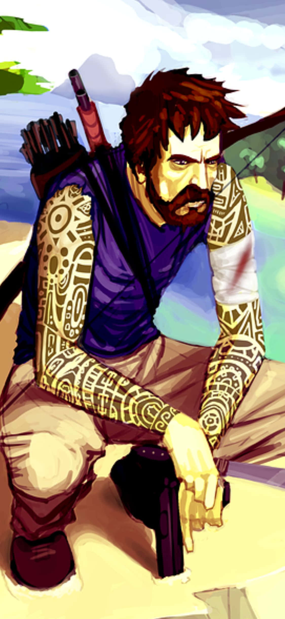 iPhone X Far Cry 3 Jason Brody 해변 배경 배경화면