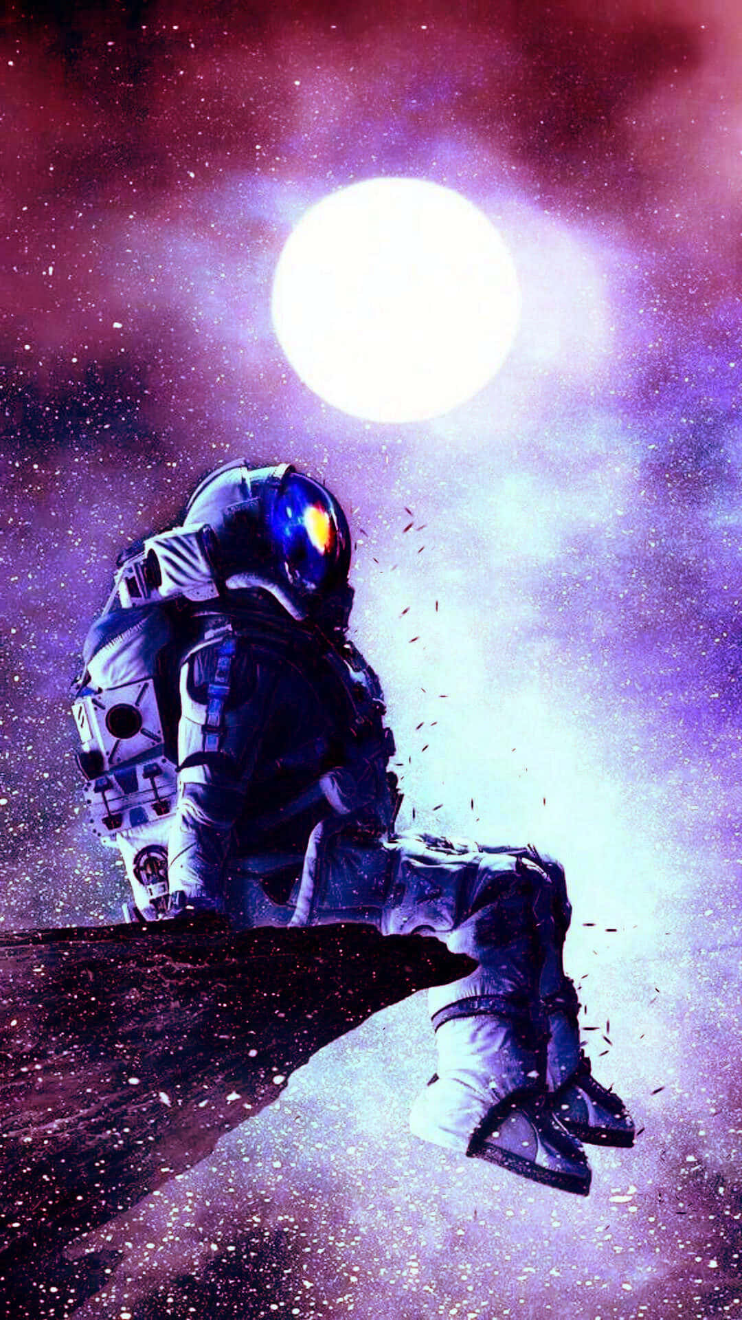 iPhone XR 우주 비행사가 절벽에 앉아 있는 배경화면