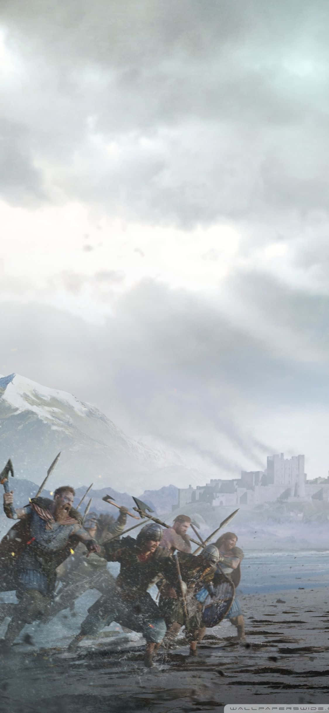 iPhone XS Assassin's Creed Valhalla 바이킹 군대 공격 배경화면