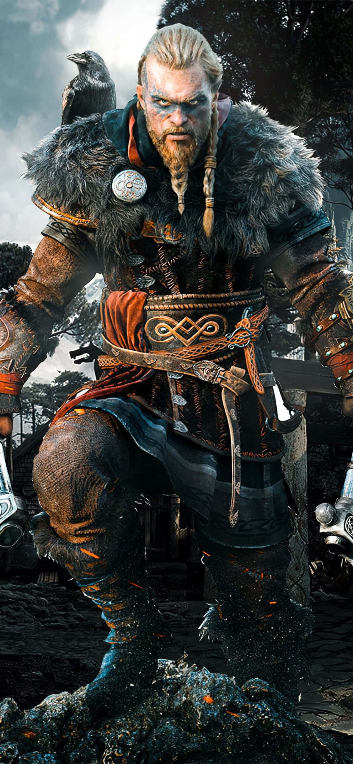 iPhone XS Assassin's Creed Valhalla 바다에서 나오는 에이보르 배경 배경화면