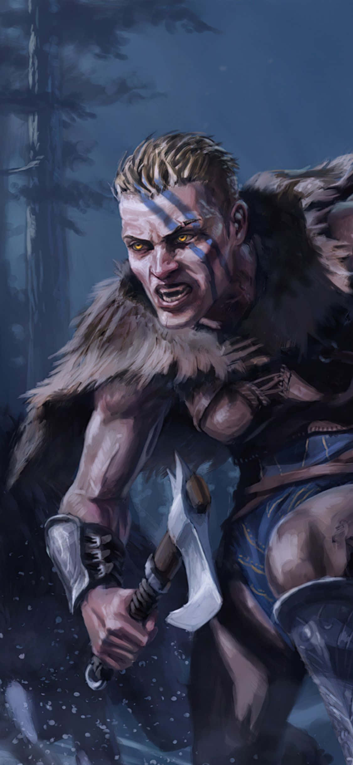 iPhone XS Assassin's Creed Valhalla 여성 바이킹 공격 배경화면