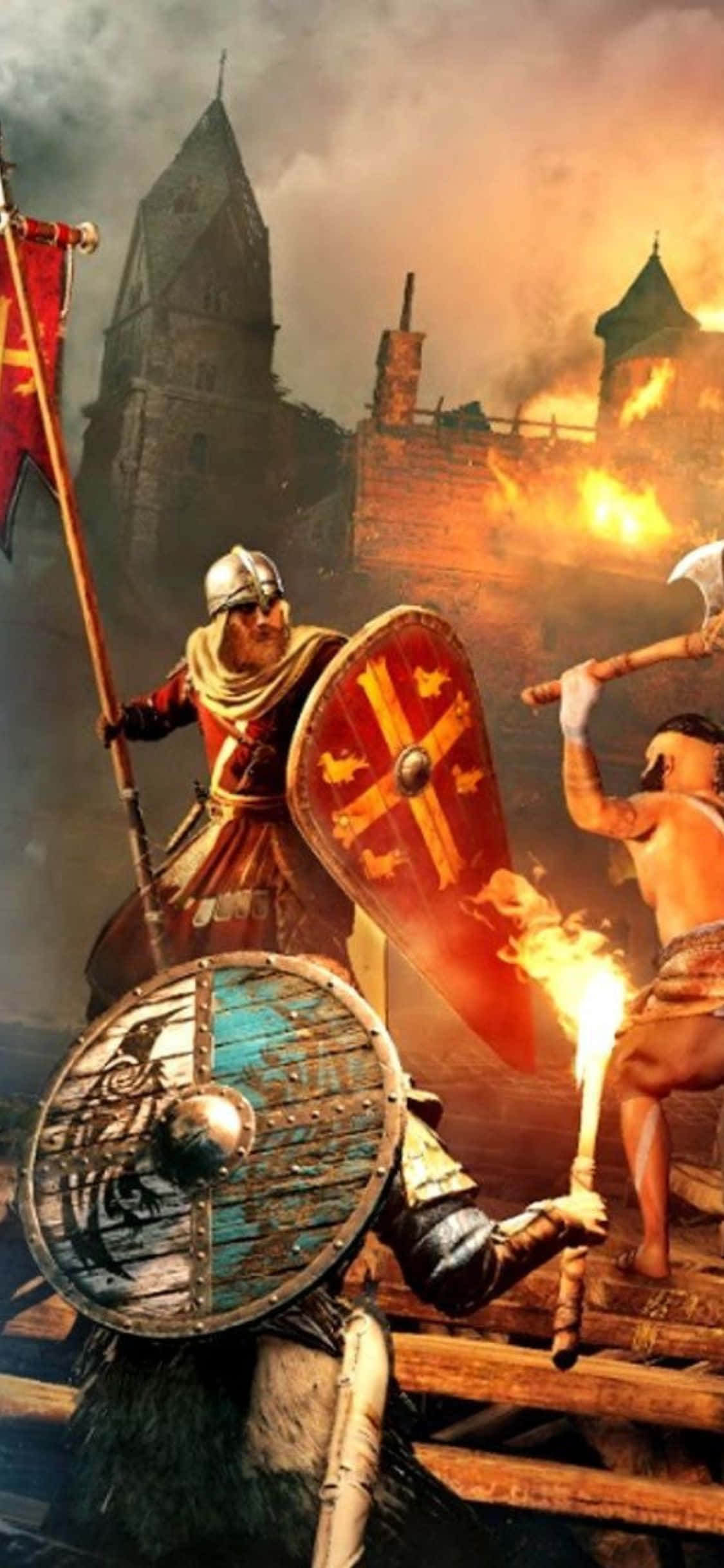 iPhone XS Assassin's Creed Valhalla 기사 전투 배경화면
