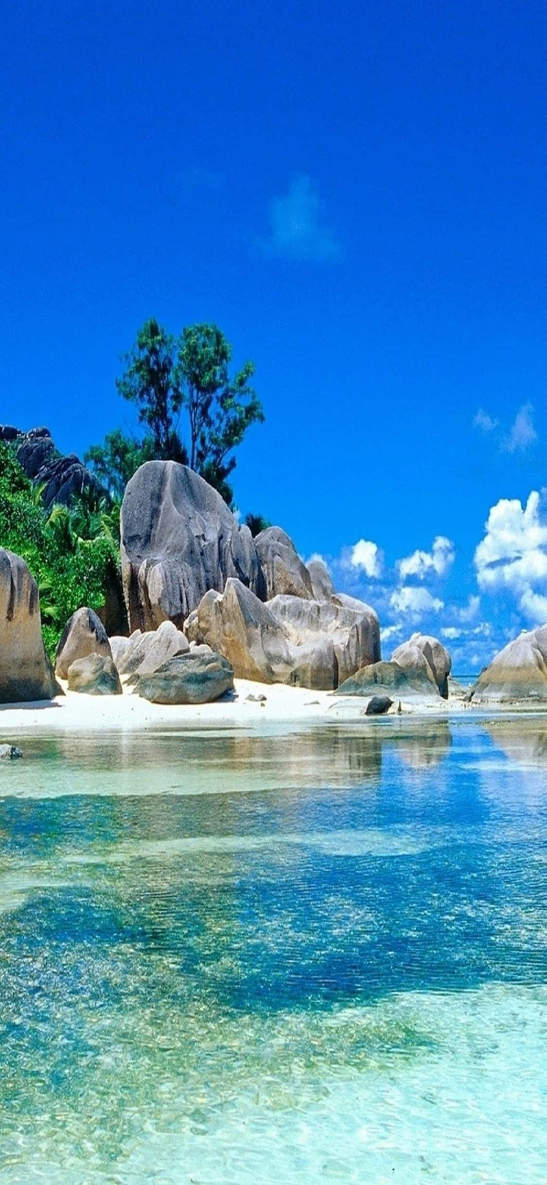 iPhone XS La Digue 해변 배경 배경화면