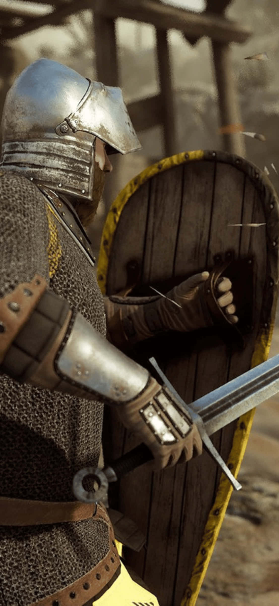 iPhone Xs 검과 방패를 든 Mordhau 배경화면
