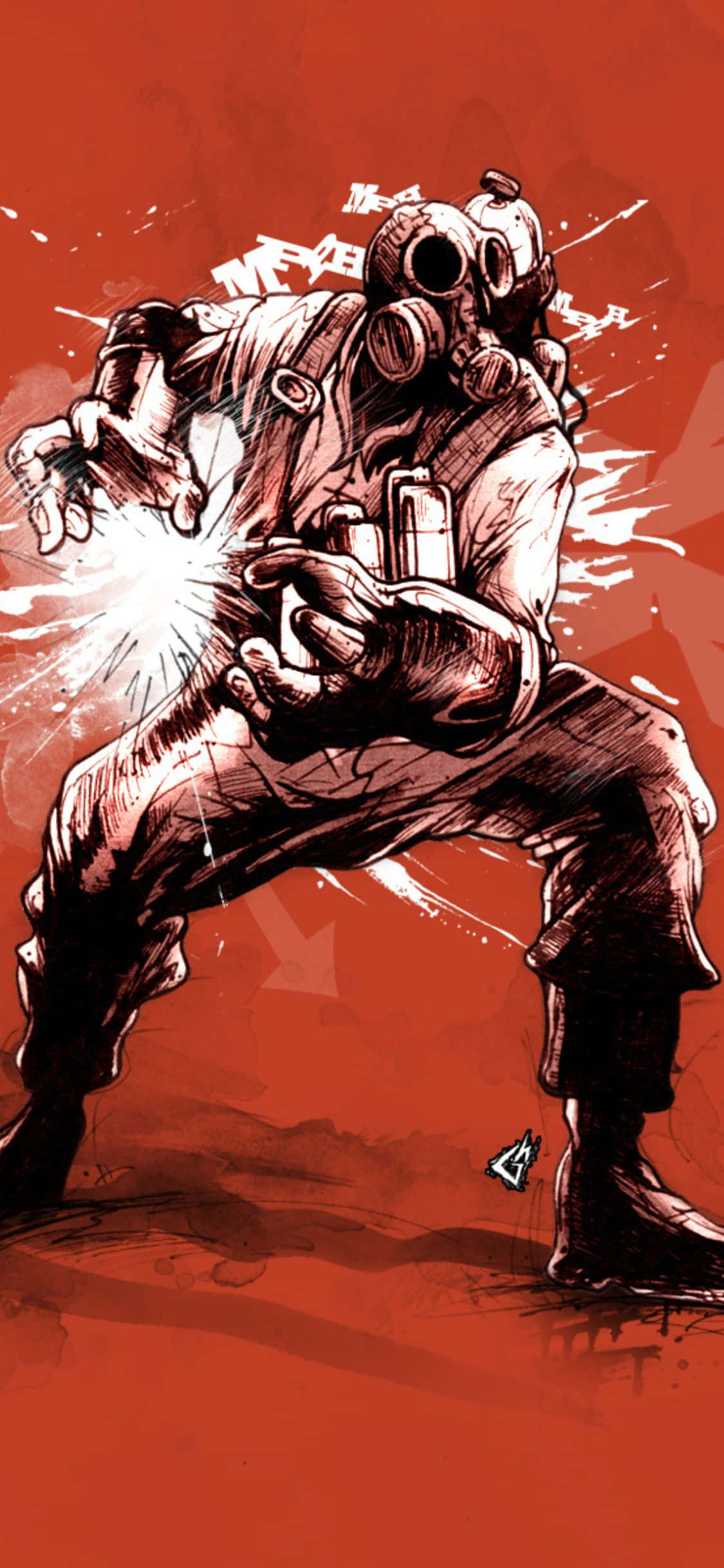 iPhone XS Team Fortress 2 Monochrome Pyro 배경 아트워크 배경화면