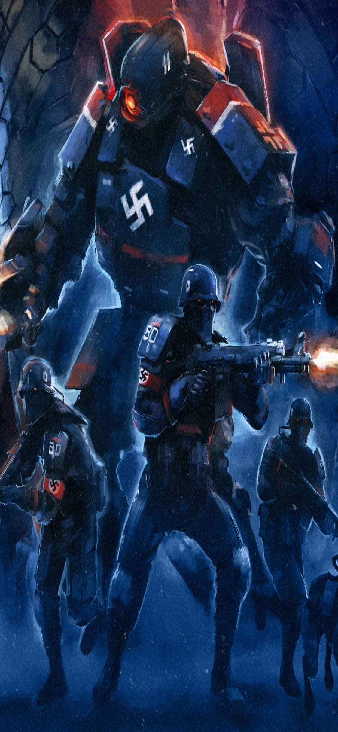 iPhone Xs Wolfenstein II 나치 군인 배경화면