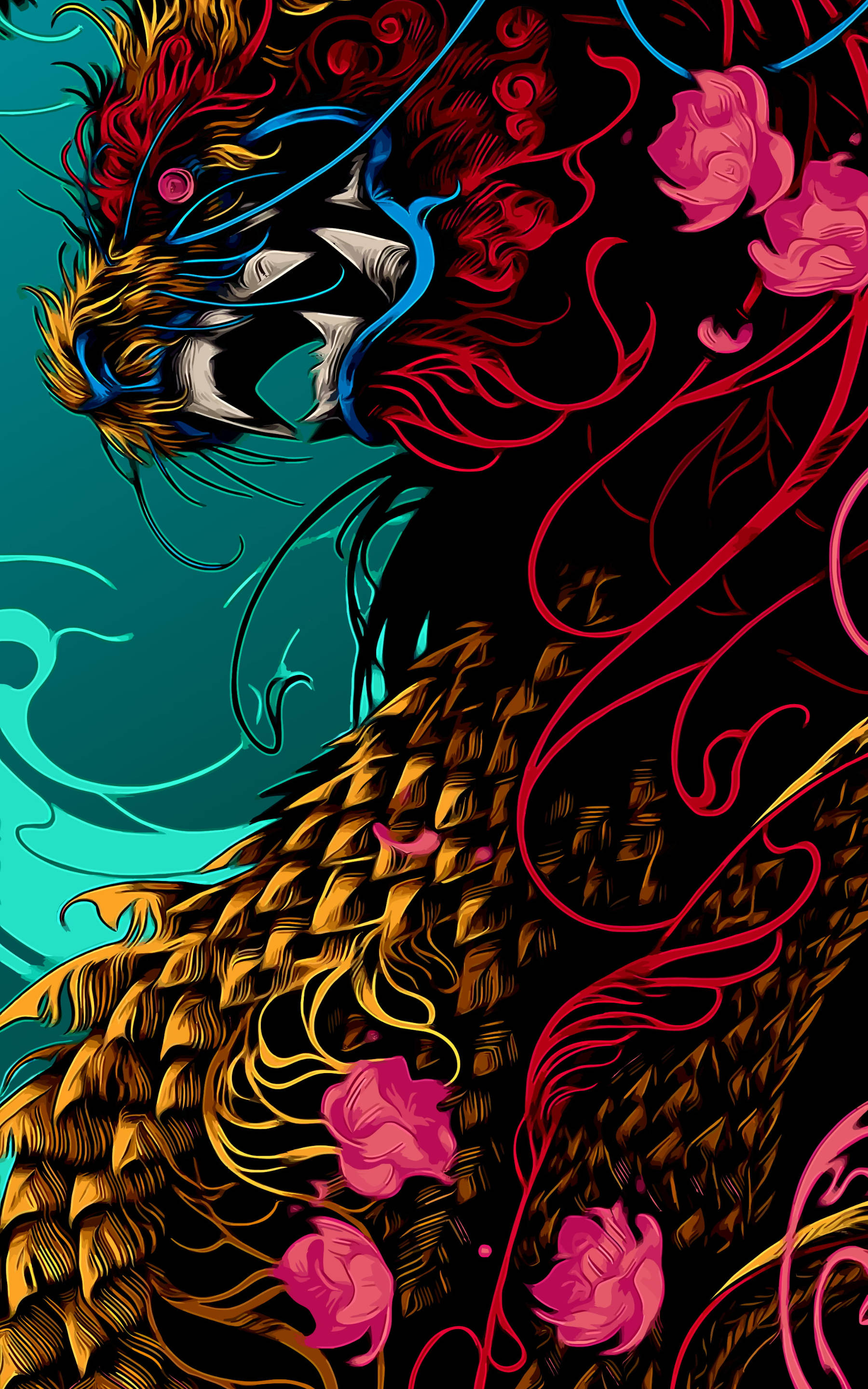 iPhone 화면용 컬러 드래곤 아트 배경화면