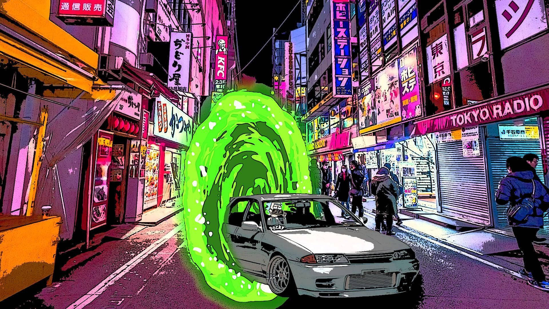 JDM 감성 릭 앤 모티 아트 배경화면