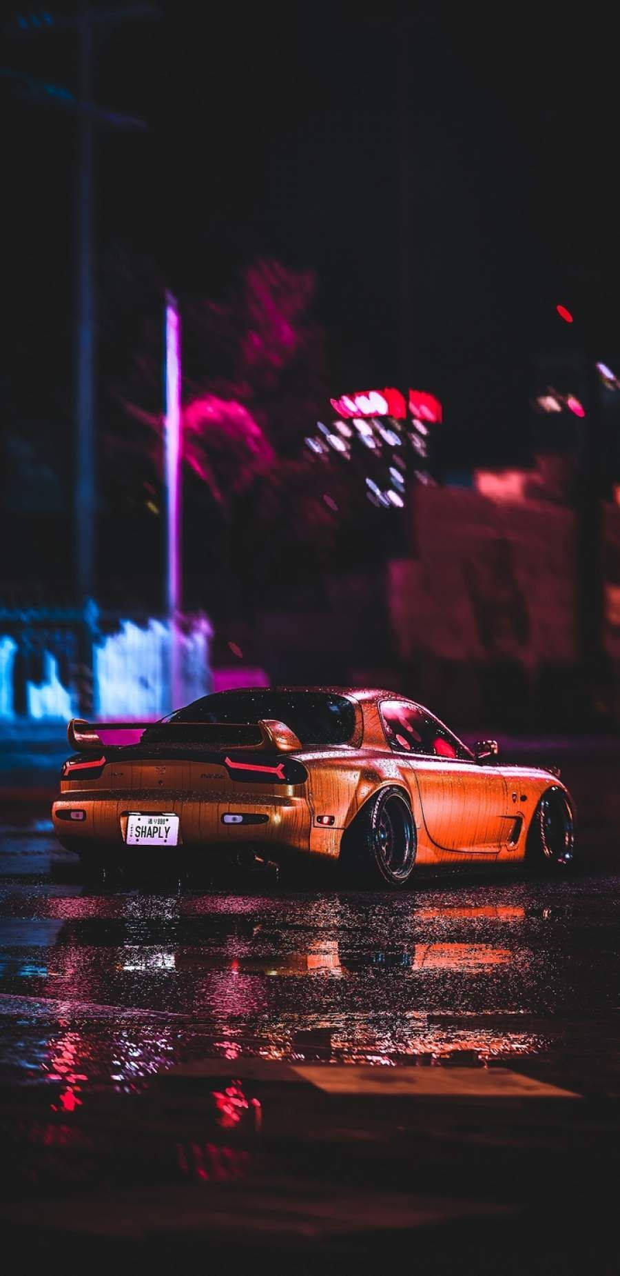 오렌지 JDM 자동차 야간 감성 배경화면