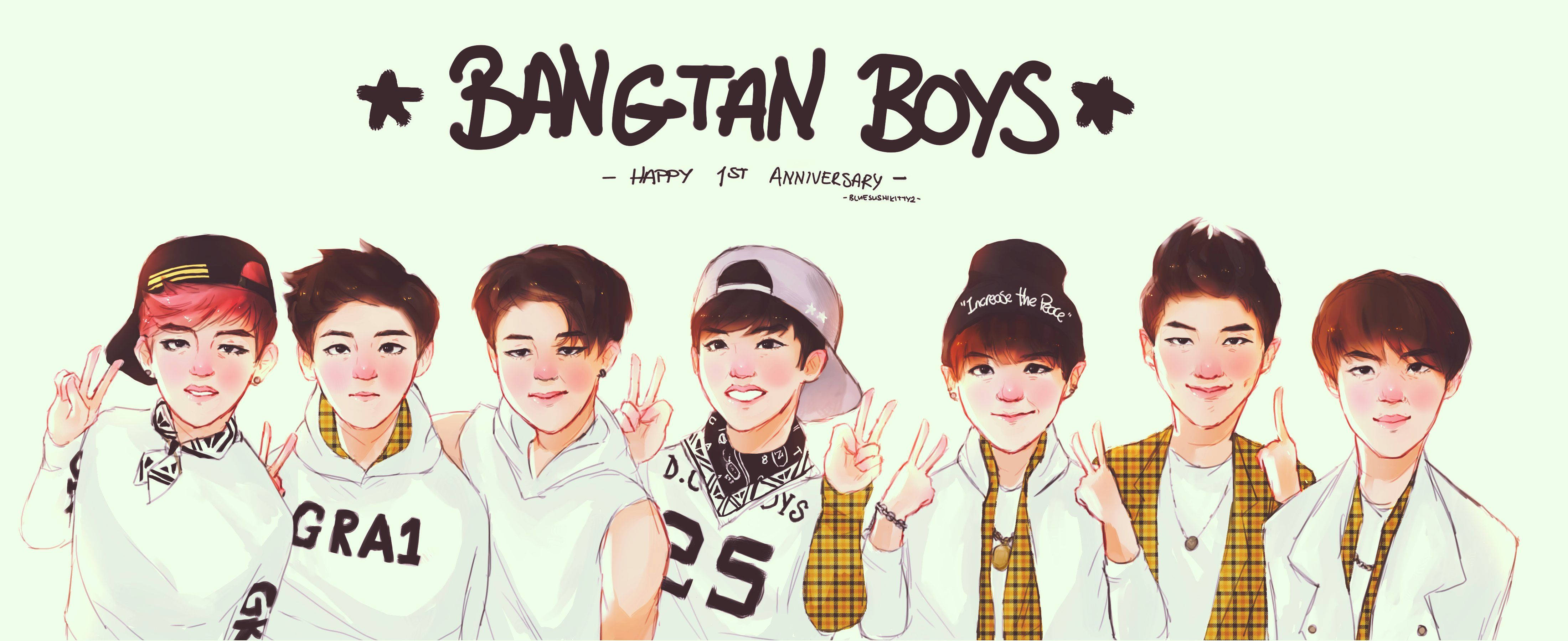 사랑스러운 K팝 아이돌 그룹 BTS 배경화면
