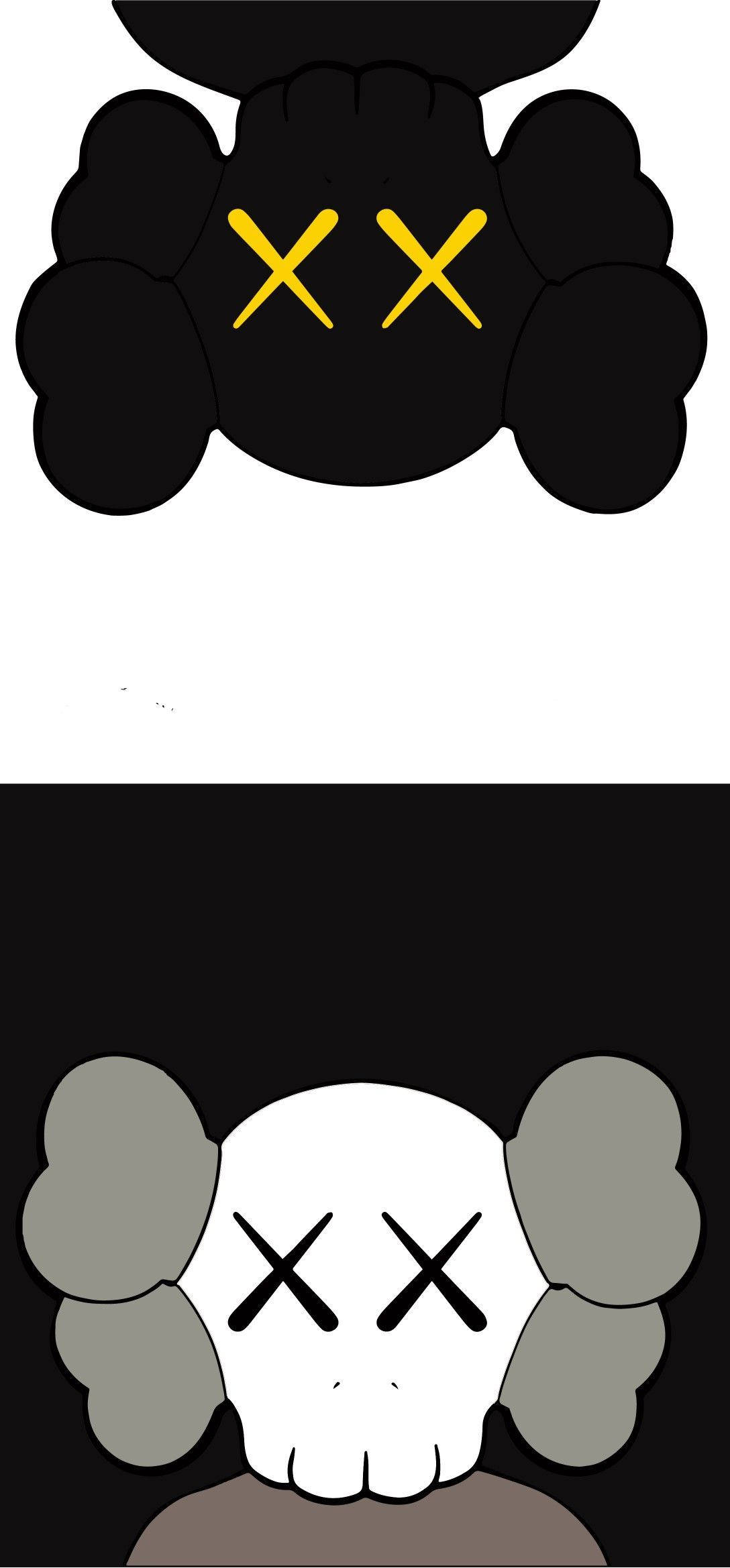 KAWS 블랙 앤 그레이 컴패니언 배경화면