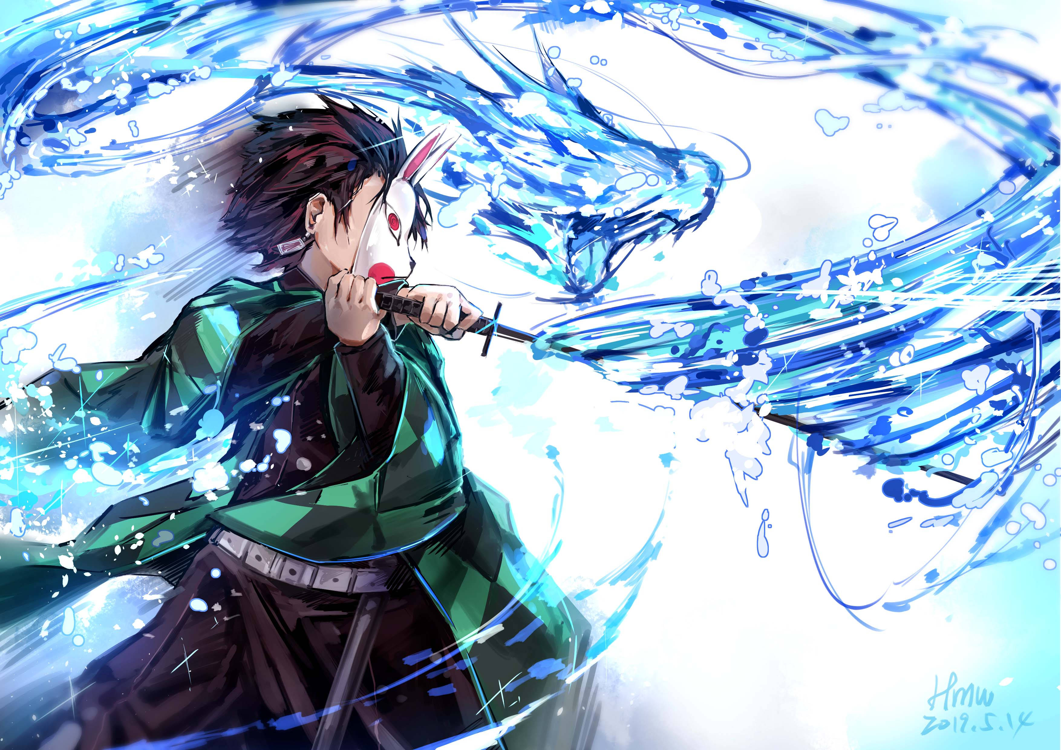 Kimetsu No Yaiba 애니메이션 블루 배경화면
