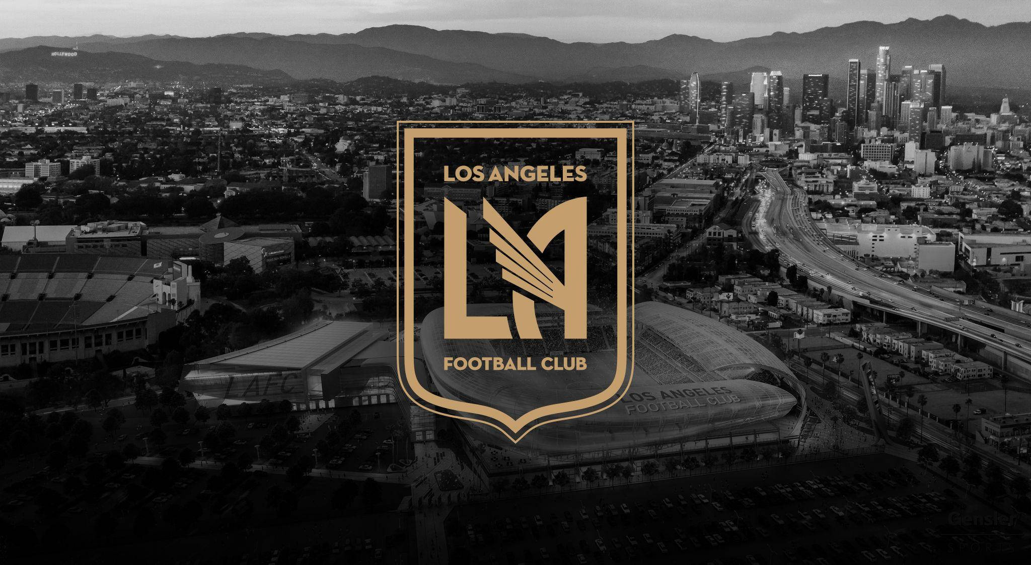 LAFC 로고와 흑백 도시 배경화면