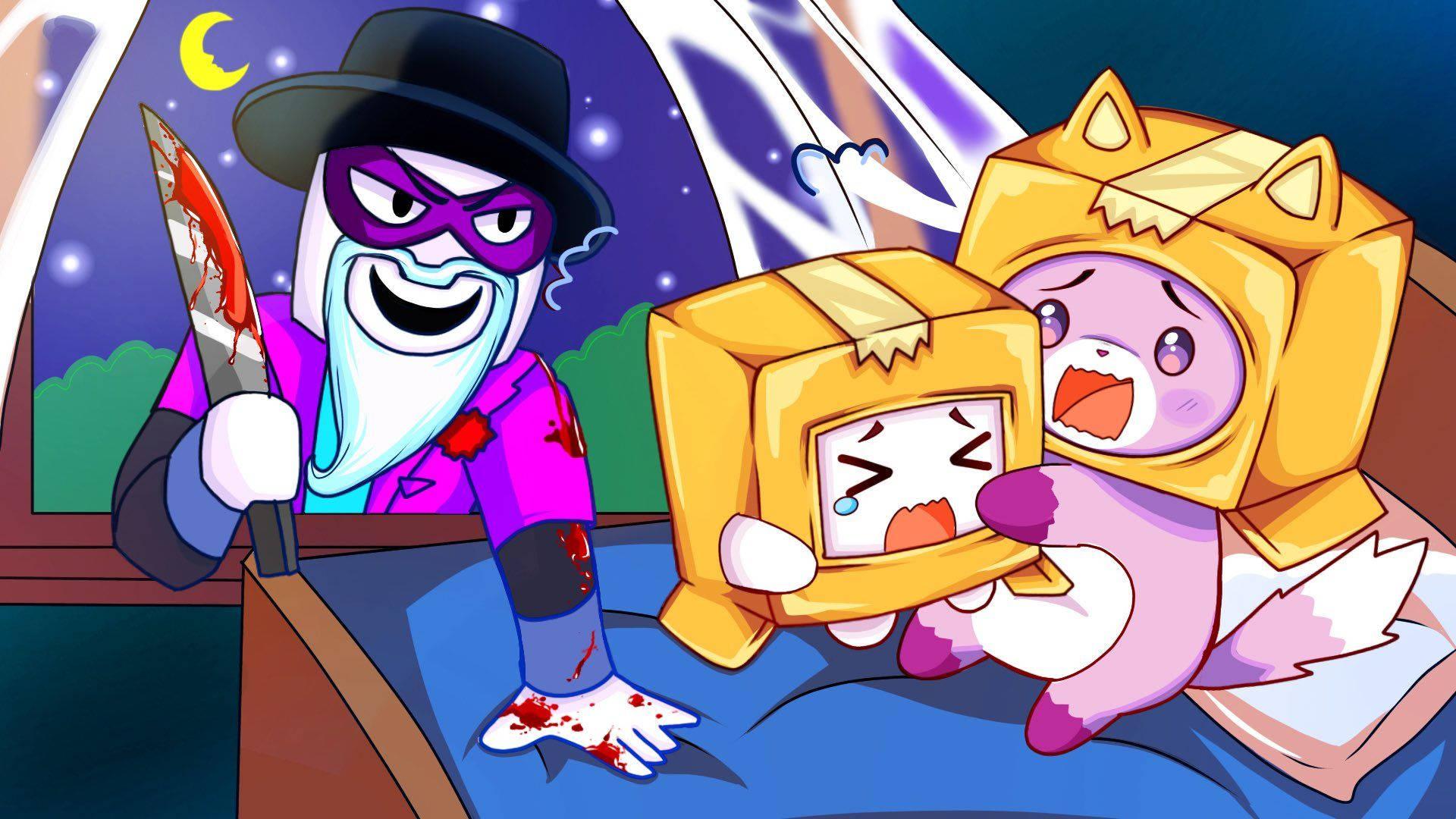 LankyBox Boxy Foxy와 무서운 래리 배경화면