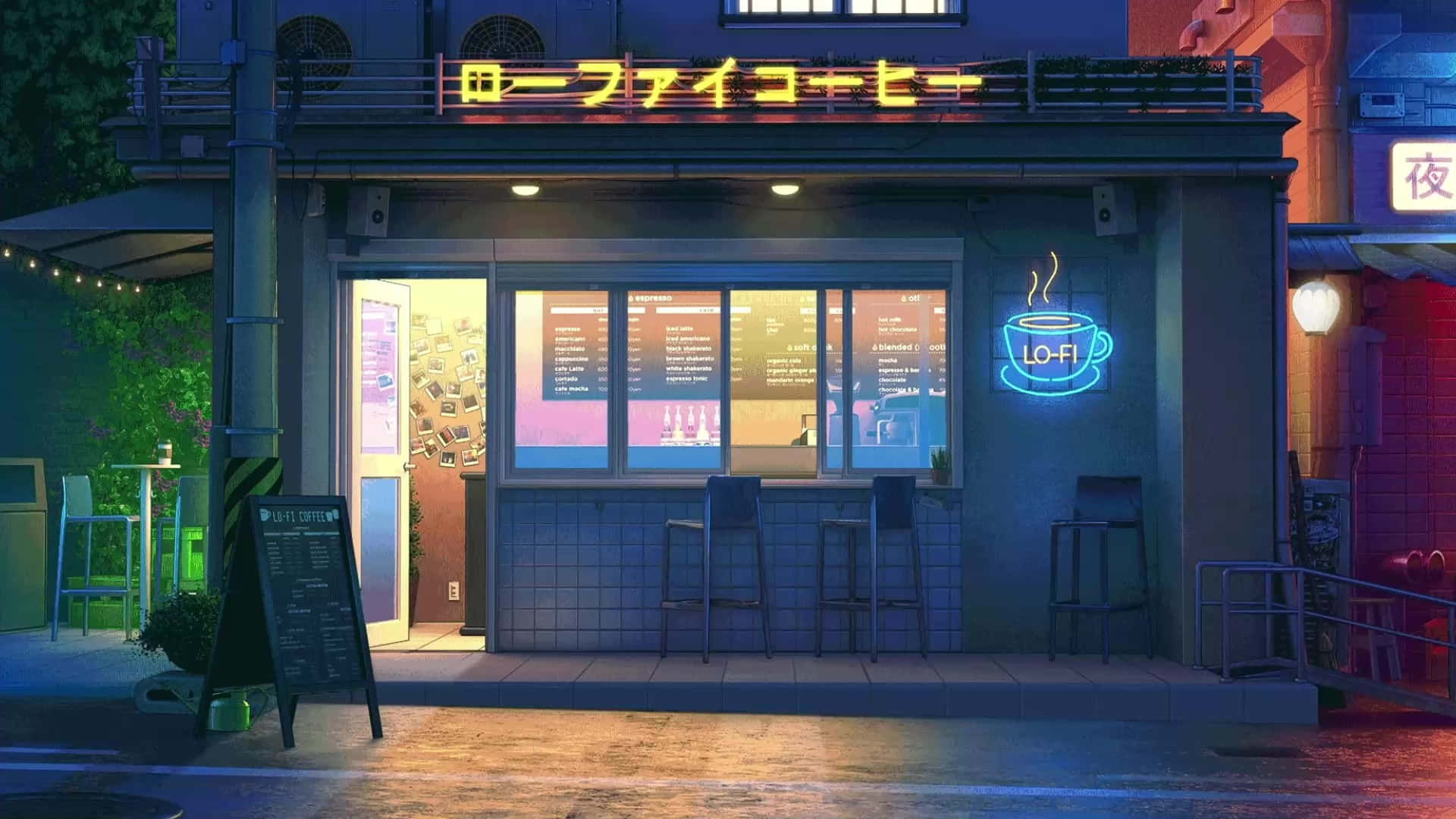 Lofi 애니메이션 카페 숍 배경화면