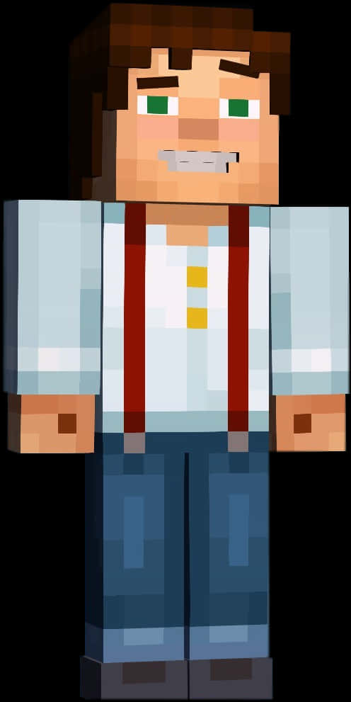 Minecraft_ 빨간 멜빵을 착용한 캐릭터 배경화면