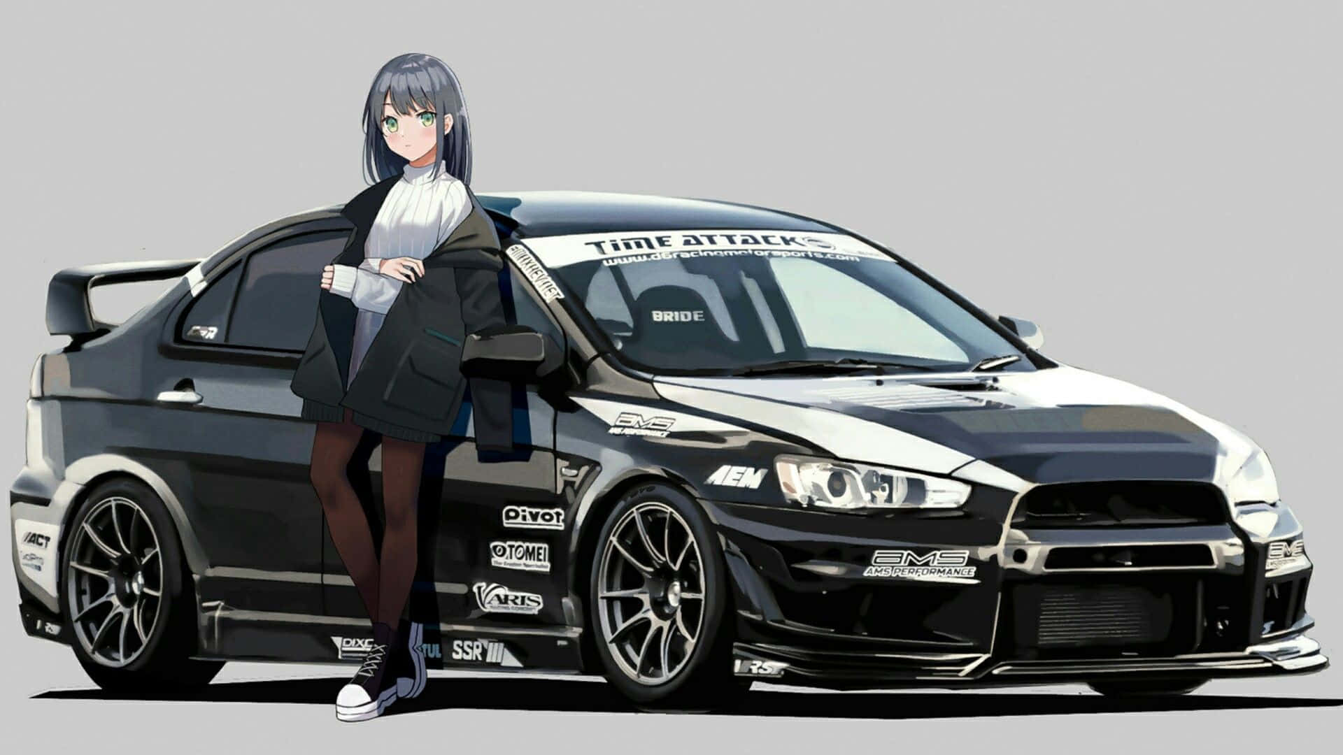 Mitsubishi Lancer Evolution JDM 애니메이션 걸 배경화면
