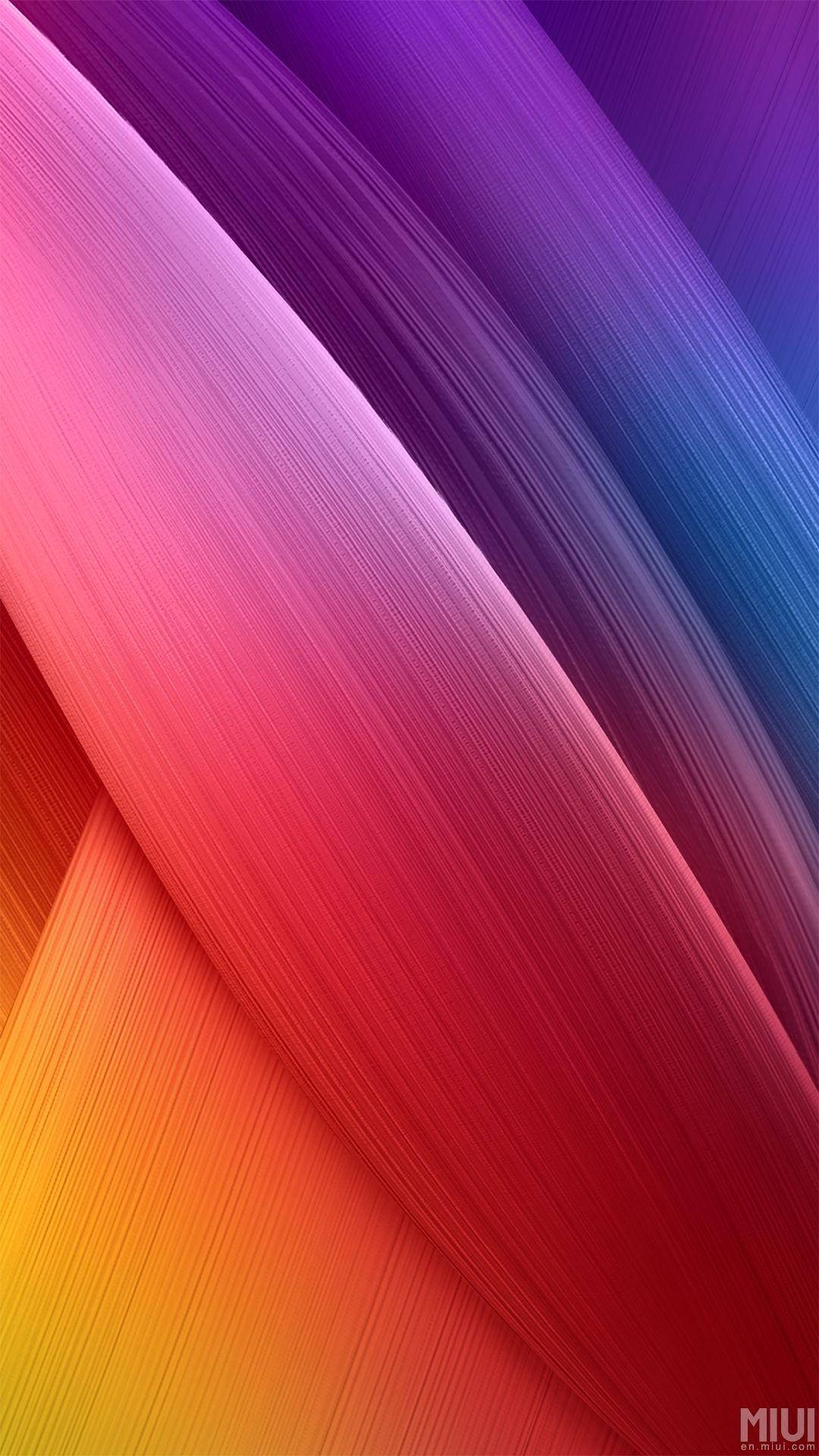 보라색, 주황색, 빨간색 줄무늬가 있는 화려한 MIUI 배경화면