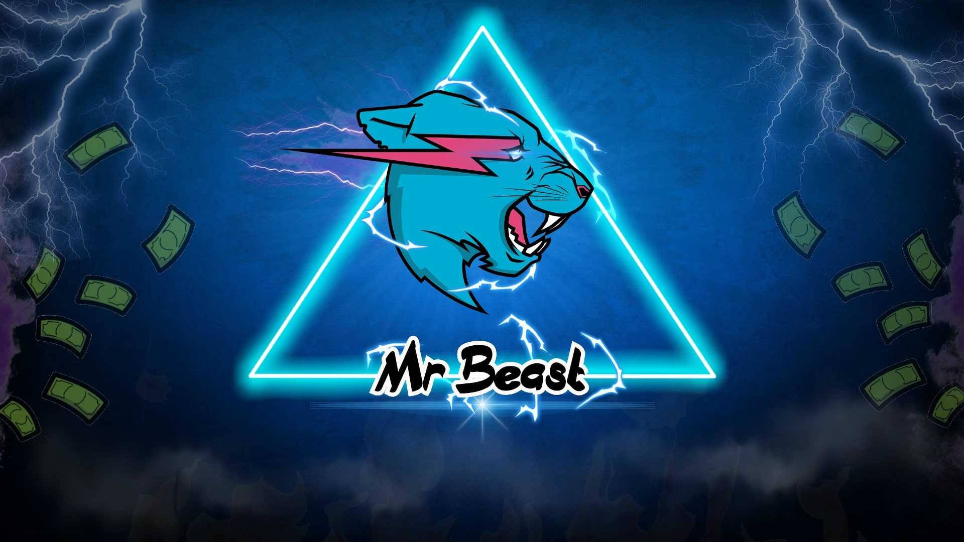 Mr Beast 로고와 네온 삼각형 배경화면
