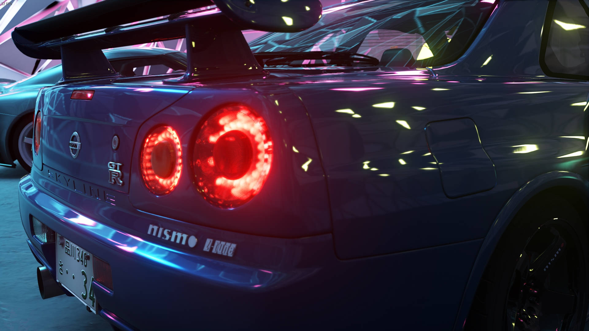Nissan Skyline GTR R34 빨간 후미등 배경화면