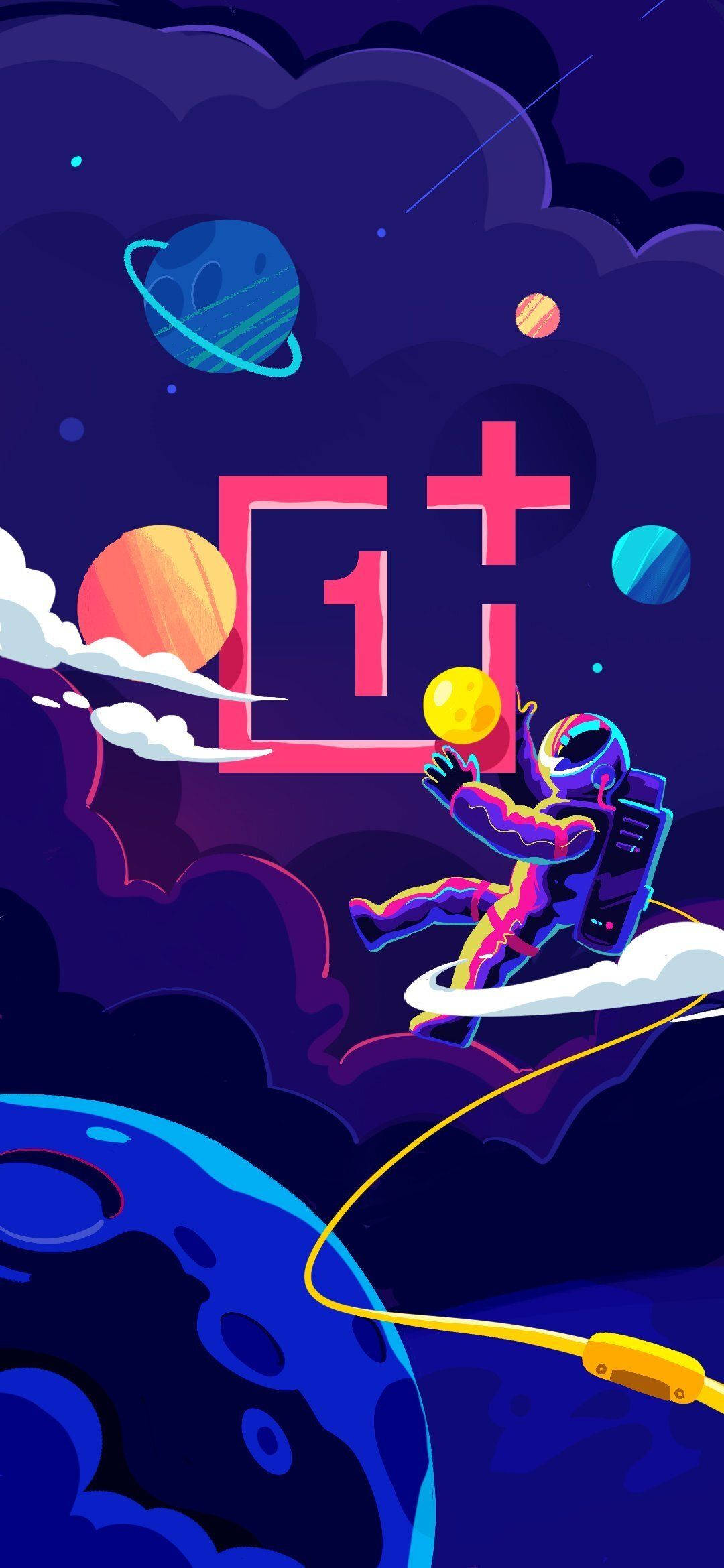 OnePlus 9R 로고가 있는 우주 공간 배경화면