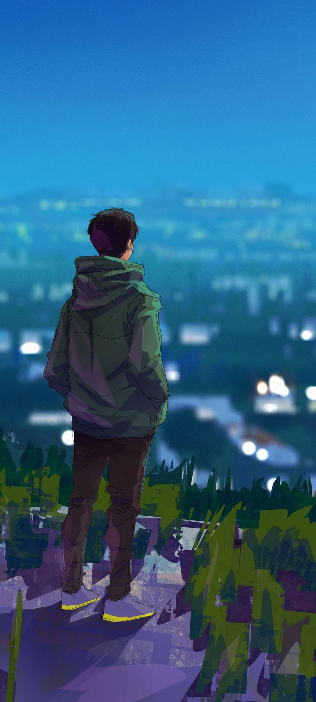 OnePlus 9R 화면에 집중된 애니메이션 캐릭터 배경화면