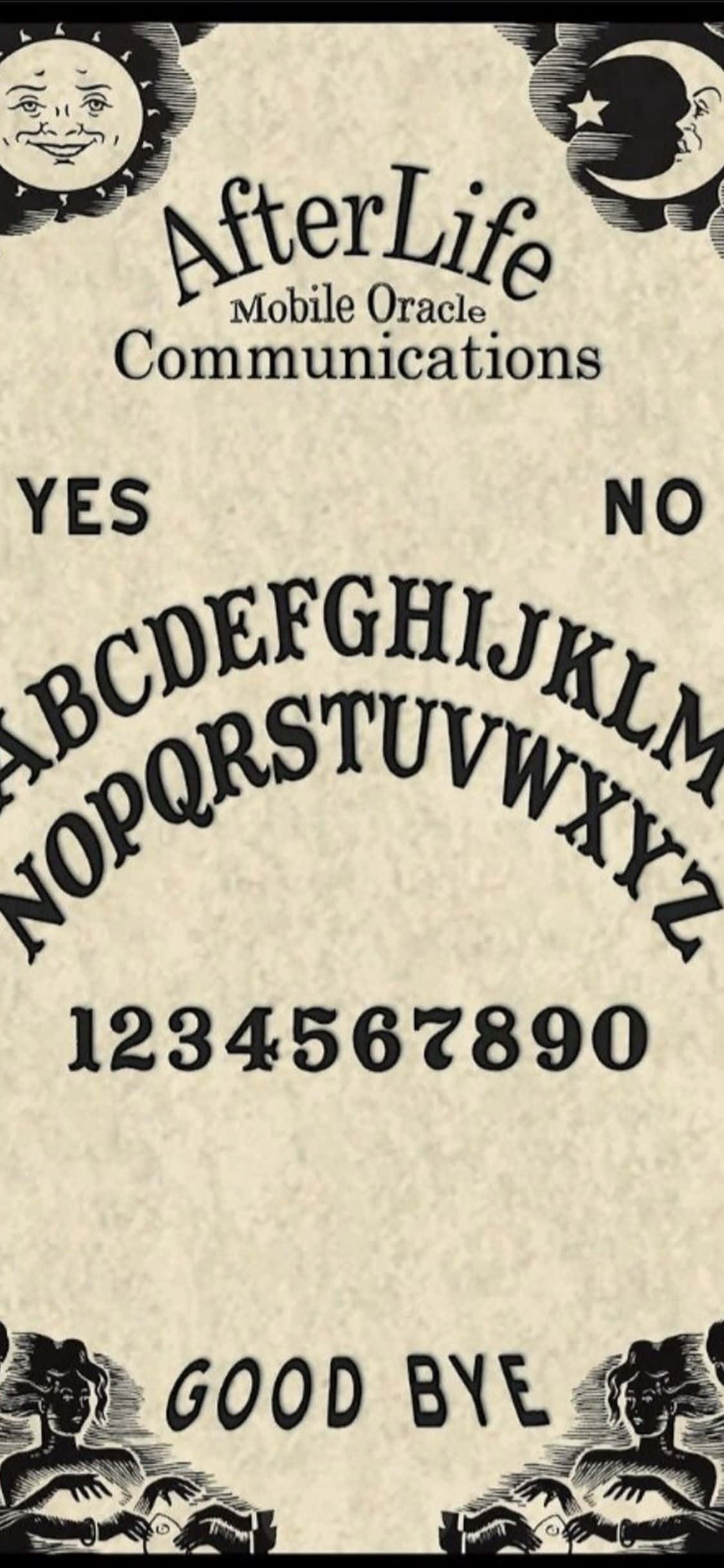 신비로운 나무 표면 위의 빈티지 Ouija 보드 배경화면