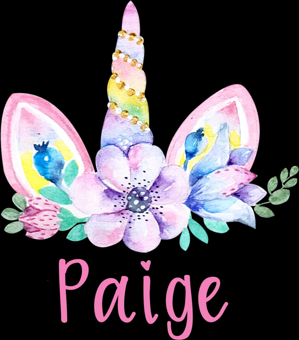유니콘 꽃 머리띠 이름 Paige로 개인화 배경화면