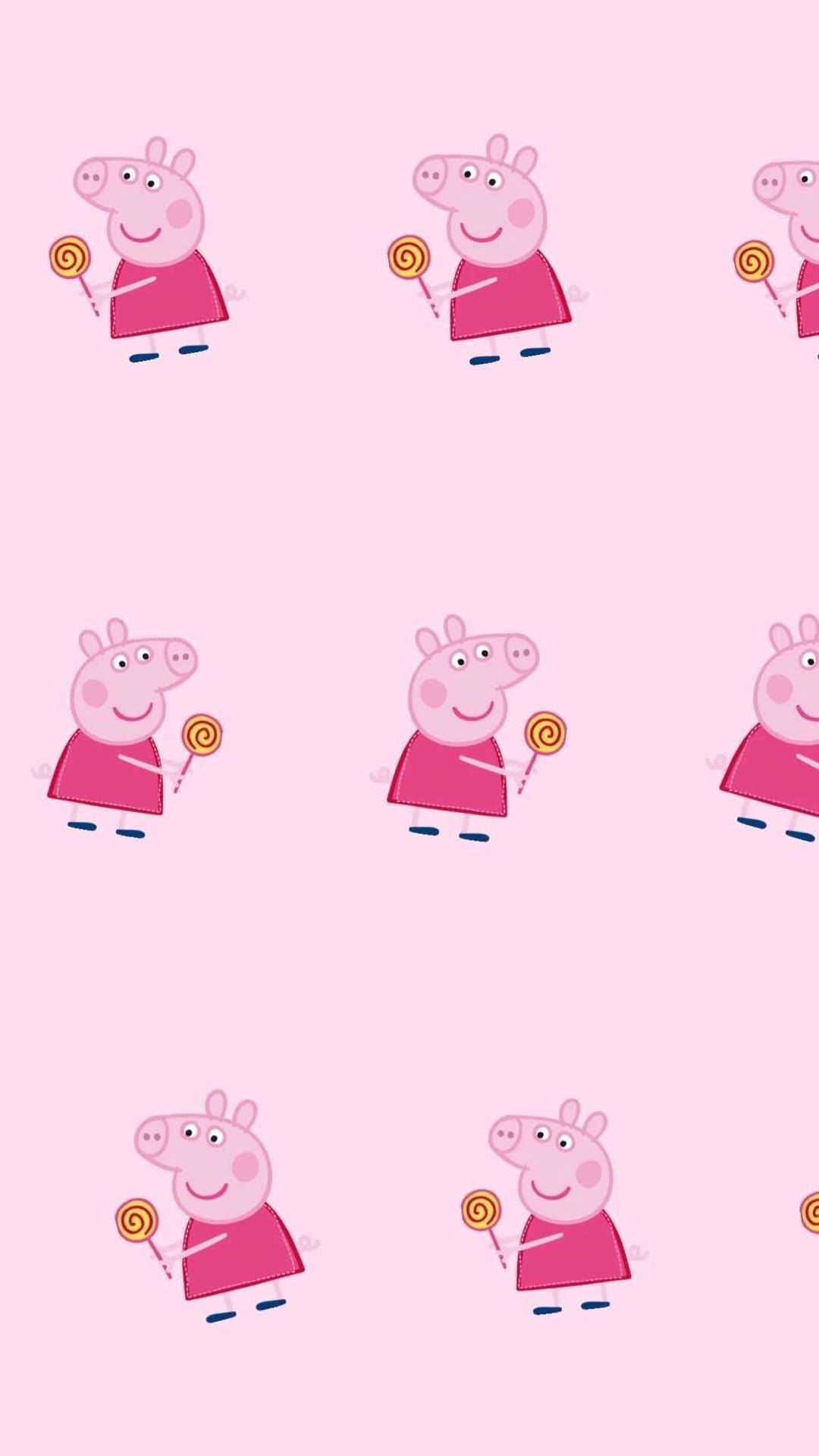 Peppa Pig가 나선형 막대사탕을 든 아이폰 배경화면